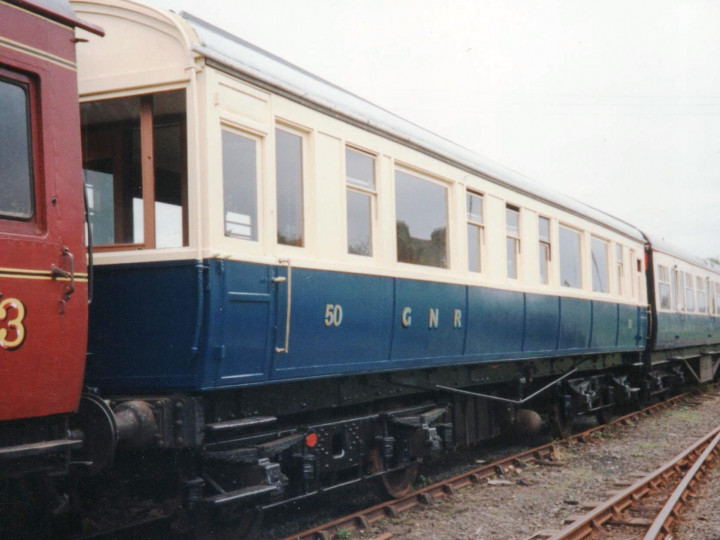 2/7/1993: The Saloon in GNR(I) railcar livery at Whitehead. (D. Humphries)