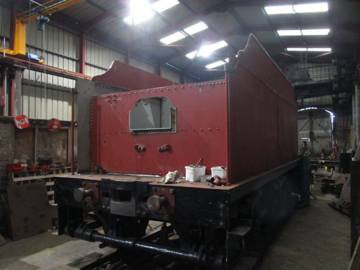 29/10/2016: No.131's new tender body under construction on an existing GNR(I) tender underframe (No.37) at Whitehead. (P. McCann)