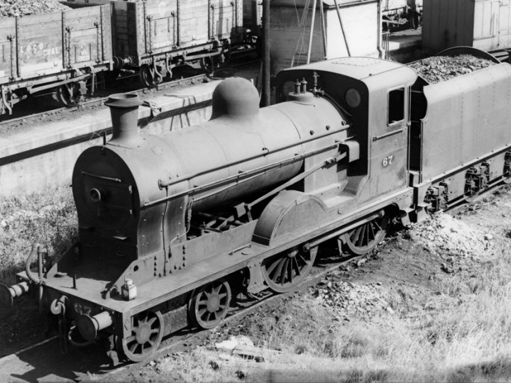 U class No.67 'Louth' (ex 202) at Portadown shed with Dundalk-underframed tender 46.