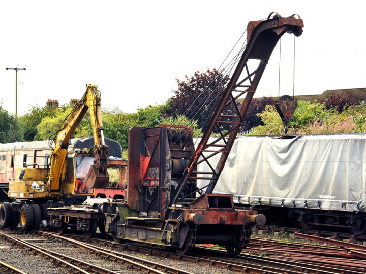 8/9/2022: The crane being shunted by the Atlas. (C.P. Friel)