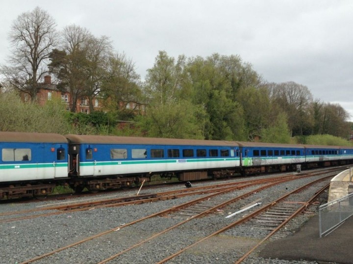 The five coaches stored at Lisburn. (J.King)