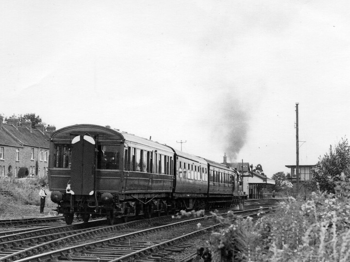 4/7/1981: Newly-overhauled 50 passing Greenisland on the special conveying NI Minister Michael Allison from Belfast to Whitehead. (J.A. Cassells)