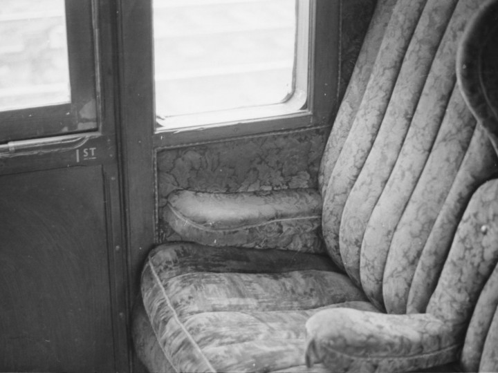1969: The upholstery in the First Class compartment. (M.H.C. Baker)