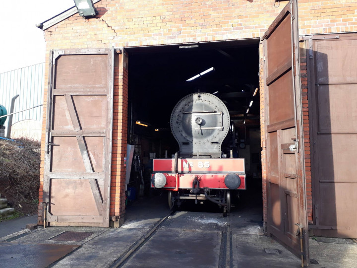 22/12/2018: No.85 'Merlin' in the shed on a bright winter day. (P. McCann)